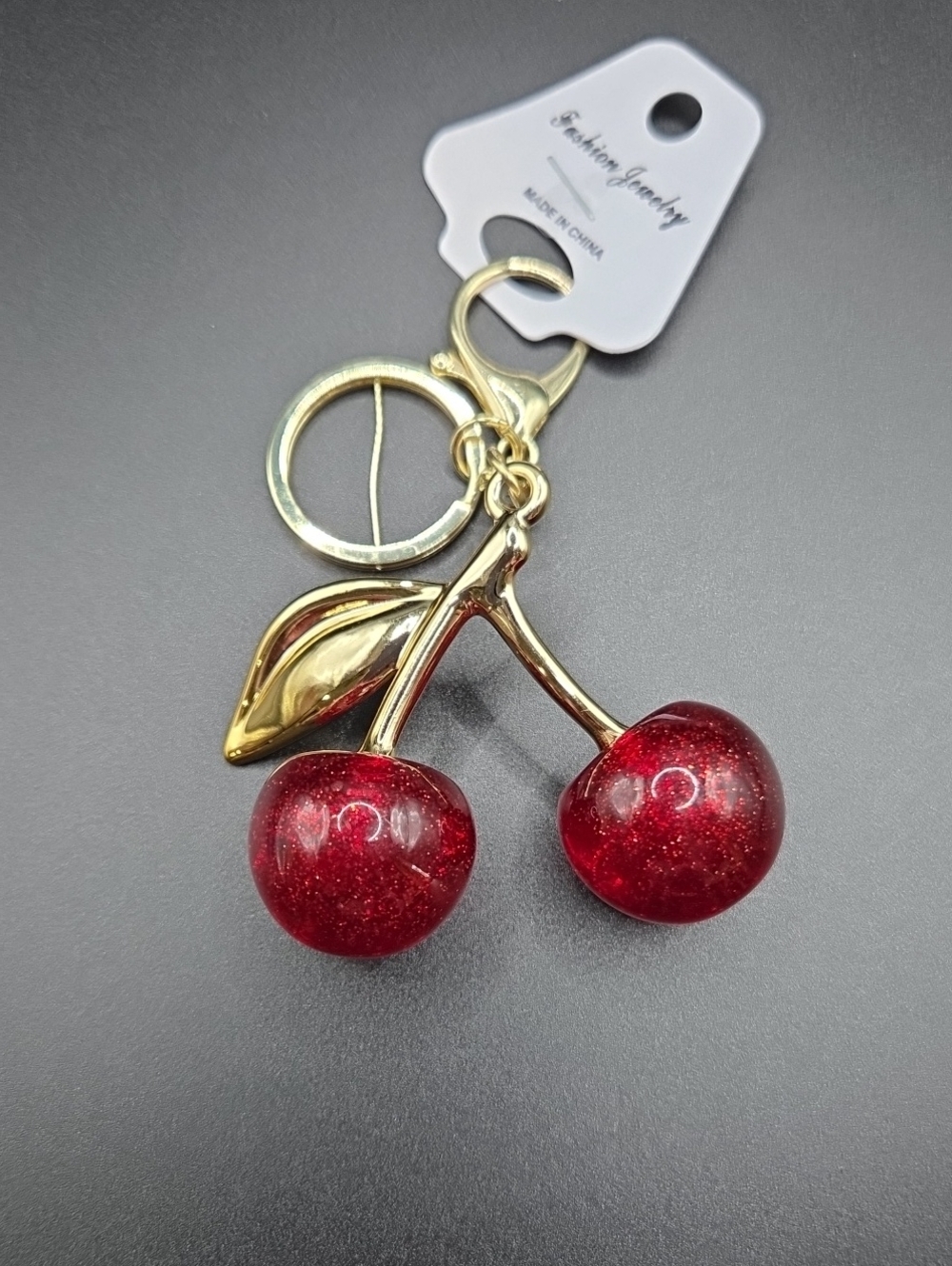New Deep Red Cherry Bag Charm NWT